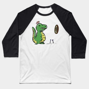 Darts Player Tyrannosaurus Dinosaur Dino Cartoon Cute Character Baseball T-Shirt